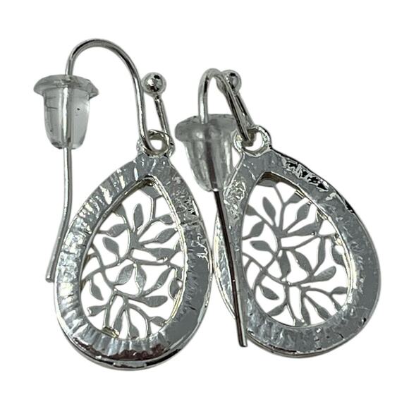 Silver Filigree Teardrop Earrings with Swarovski Crystals NWT - Picture 4 of 6